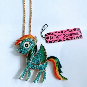 Rainbow Horse Pendant Necklace by Betsey Johnson